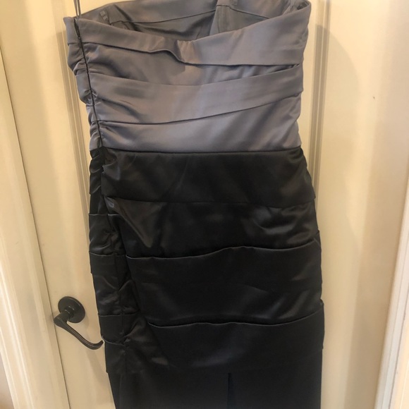 White House Black Market size 2 strapless black & silver dress - Picture 2 of 5